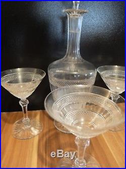 Rare ensemble carafe et 3 verres en cristal SAINT ST LOUIS Variante TOMMY 1900