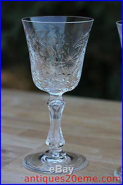 Rare série de 6 verres à vin n°3 en cristal taillé Saint Louis Virginia 15,7 cm