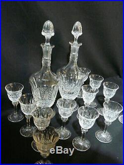 Rare service liqueur cristal Saint Louis TOMMY 12 verres 2 carafes tbe