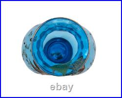 Rare vase en cristal bleu émaillé signé signature St Louis Saint Louis vers 1890