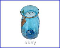 Rare vase en cristal bleu émaillé signé signature St Louis Saint Louis vers 1890
