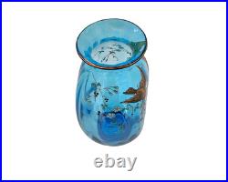 Rare vase en cristal bleu émaillé signé signature St Louis Saint Louis vers 1890