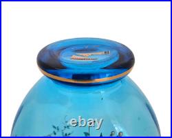 Rare vase en cristal bleu émaillé signé signature St Louis Saint Louis vers 1890