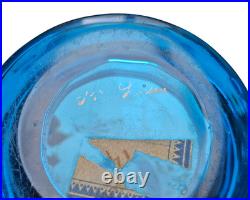 Rare vase en cristal bleu émaillé signé signature St Louis Saint Louis vers 1890