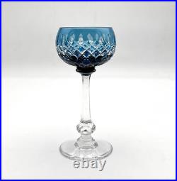 Roemer / verre à vin cristal signé SAINT LOUIS doublé BLEU modèle VENDOME 16,8cm