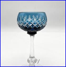 Roemer / verre à vin cristal signé SAINT LOUIS doublé BLEU modèle VENDOME 16,8cm