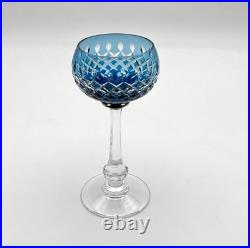 Roemer / verre à vin cristal signé SAINT LOUIS doublé BLEU modèle VENDOME 16,8cm