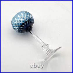Roemer / verre à vin cristal signé SAINT LOUIS doublé BLEU modèle VENDOME 16,8cm