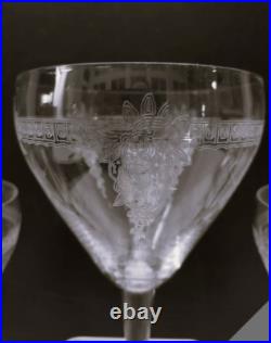 SAINT-LOUIS 10 Verres à Vin en CRISTAL Gravé H 13 cm Modèle COLI 1920
