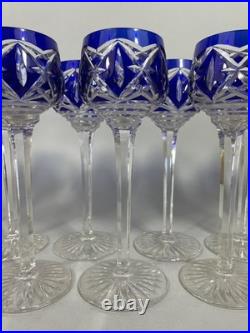 SAINT-LOUIS 11 verres à vin d'Alsace en cristal taillé et coloré Hauteur 20,7 cm