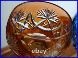 SAINT LOUIS 2 ANCIENS VERRES A VIN ROEMER CRISTAL DOUBLER COLORER ht 20 cm