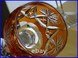 SAINT LOUIS 2 ANCIENS VERRES A VIN ROEMER CRISTAL DOUBLER COLORER ht 20 cm