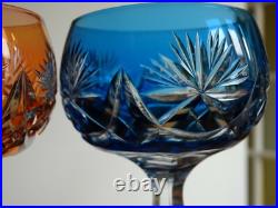 SAINT LOUIS 2 ANCIENS VERRES A VIN ROEMER CRISTAL DOUBLER COLORER ht 20 cm
