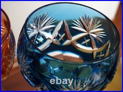 SAINT LOUIS 2 ANCIENS VERRES A VIN ROEMER CRISTAL DOUBLER COLORER ht 20 cm