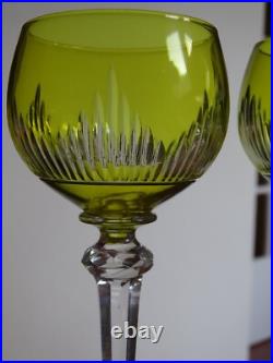SAINT LOUIS 2 ANCIENS VERRES A VIN ROEMER JAUNE CRISTAL MODELE TIFLIS 18 cm