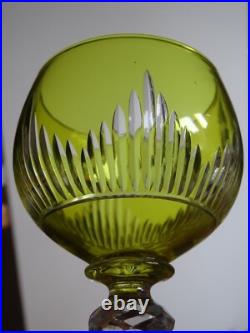 SAINT LOUIS 2 ANCIENS VERRES A VIN ROEMER JAUNE CRISTAL MODELE TIFLIS 18 cm