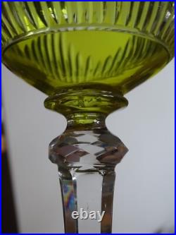 SAINT LOUIS 2 ANCIENS VERRES A VIN ROEMER JAUNE CRISTAL MODELE TIFLIS 18 cm
