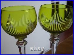 SAINT LOUIS 2 ANCIENS VERRES A VIN ROEMER JAUNE CRISTAL MODELE TIFLIS 18 cm