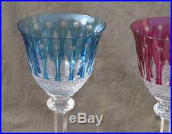 SAINT-LOUIS 3 verres en cristal de couleur MODELE TOMMY estampillé h=19.8cm