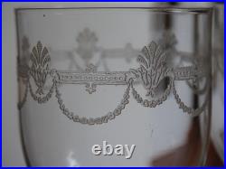 SAINT LOUIS 4 ANCIENS VERRES A VIN ROUGE CRISTAL GRAVURE STYLE EMPIRE ht 13 cm