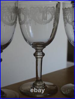 SAINT LOUIS 4 ANCIENS VERRES VIN BLANC APERITIF CRISTAL MOD MILLET ht 12 cm 1920