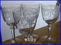 SAINT LOUIS 4 ANCIENS VERRES VIN BLANC APERITIF CRISTAL MOD MILLET ht 12 cm 1920 SAINT LOUIS 4 ANCIENS VERRES VIN BLANC APERITIF CRISTAL MOD MILLET ht 12 cm 1920