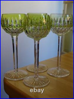SAINT LOUIS 4 ANCIENS VERRES VIN COULEUR ROEMER CRISTAL COULEUR JAUNE ht 18,5 cm SAINT LOUIS 4 ANCIENS VERRES VIN COULEUR ROEMER CRISTAL COULEUR JAUNE ht 18,5 cm