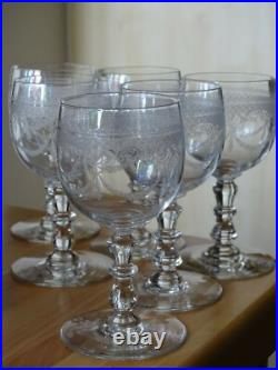 SAINT LOUIS 6 ANCIENS VERRES A VIN BLANC CRISTAL MODELE léona ART NOUVEAU