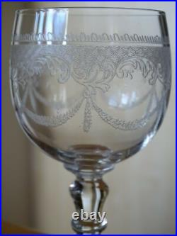 SAINT LOUIS 6 ANCIENS VERRES A VIN BLANC CRISTAL MODELE léona ART NOUVEAU
