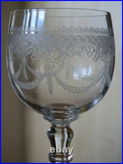 SAINT LOUIS 6 ANCIENS VERRES A VIN BLANC CRISTAL MODELE léona ART NOUVEAU