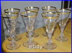 SAINT LOUIS 7 ANCIENS VERRES A APERITIF CRISTAL GOLD DORURE 1920 ht 11,8 cm