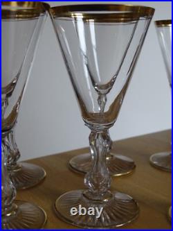 SAINT LOUIS 7 ANCIENS VERRES A APERITIF CRISTAL GOLD DORURE 1920 ht 11,8 cm