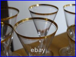 SAINT LOUIS 7 ANCIENS VERRES A APERITIF CRISTAL GOLD DORURE 1920 ht 11,8 cm