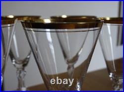 SAINT LOUIS 7 ANCIENS VERRES A APERITIF CRISTAL GOLD DORURE 1920 ht 11,8 cm