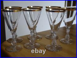 SAINT LOUIS 7 ANCIENS VERRES A APERITIF CRISTAL GOLD DORURE 1920 ht 11,8 cm
