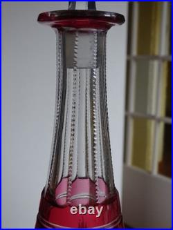 SAINT LOUIS ANCIENNE CARAFE VIN CRISTAL TAILLER ART NOUVEAU COULEUR ROUGE 36 cm SAINT LOUIS ANCIENNE CARAFE VIN CRISTAL TAILLER ART NOUVEAU COULEUR ROUGE 36 cm