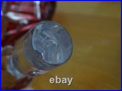 SAINT LOUIS ANCIENNE CARAFE VIN CRISTAL TAILLER ART NOUVEAU COULEUR ROUGE 36 cm