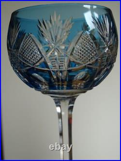 SAINT LOUIS ANCIEN VERRE VIN ROEMER CRISTAL COLORER BLEU PETROLE NIEPCE 18,5 cm