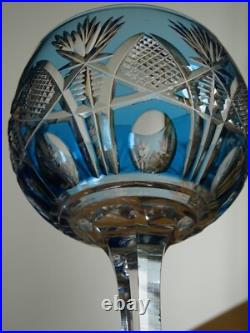 SAINT LOUIS ANCIEN VERRE VIN ROEMER CRISTAL COLORER BLEU PETROLE NIEPCE 18,5 cm