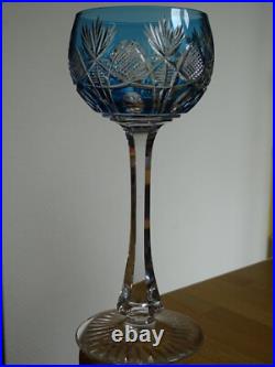 SAINT LOUIS ANCIEN VERRE VIN ROEMER CRISTAL COLORER BLEU PETROLE NIEPCE 18,5 cm