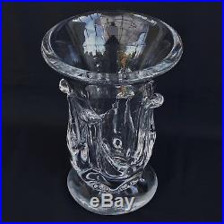 SAINT LOUIS ART VERRIER Grand Vase en Cristal à Coulées en Gros Relief
