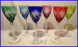 SAINT LOUIS CHANTILLY 6 VERRES A VIN DU RHIN ROEMER CRISTAL COLORE 21,5 cm