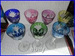 SAINT LOUIS CHANTILLY COULEUR 7 VERRES ROEMER SIGNES 21,3 cm SAINT LOUIS CHANTILLY COULEUR 7 VERRES ROEMER SIGNES 21,3 cm