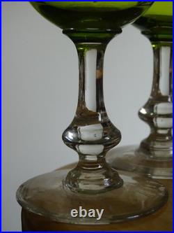 SAINT LOUIS CRISTAL 4 ANCIENS VERRES VIN MOD MASSENET VERT DE CHINE 12,5 cm 1920