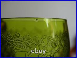SAINT LOUIS CRISTAL 4 ANCIENS VERRES VIN MOD MASSENET VERT DE CHINE 12,5 cm 1920