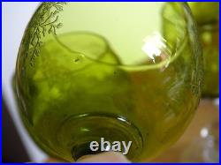 SAINT LOUIS CRISTAL 4 ANCIENS VERRES VIN MOD MASSENET VERT DE CHINE 12,5 cm 1920