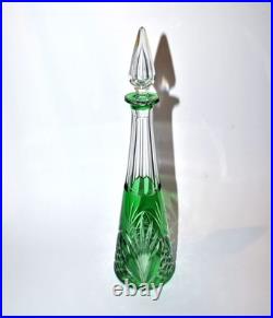 SAINT-LOUIS Carafe MOSELLE en cristal doublé Overlay vert taille 9408 H32cm