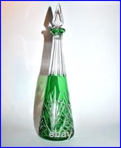 SAINT-LOUIS Carafe MOSELLE en cristal doublé Overlay vert taille 9408 H32cm