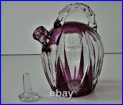 SAINT-LOUIS Carafe à Liqueur Cristal Doublé Améthyste Taillé vers 1930