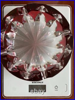 SAINT LOUIS Cendrier Ciselé Cristal Rouge Et Blanc diam. 15cm Made In France